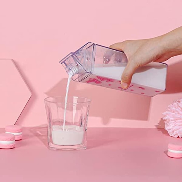 2 st transparenta mjölkförpackningsvattenflaska 500 ml mjölkjuicebox bärbar återanvändbar för utomhussporter resor camping