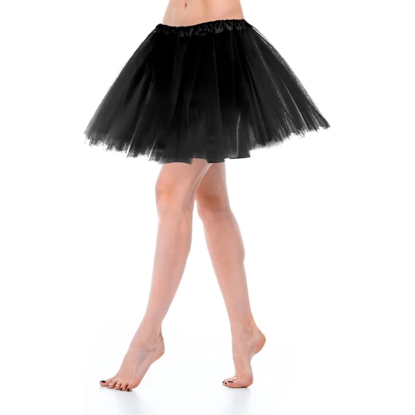 Tutu Klassisk Elastisk 3-lags Tyllskjørt Rød 80-talls Skjørt Tutu Dirndl Dame Kort Tenårings Dansekjole svart