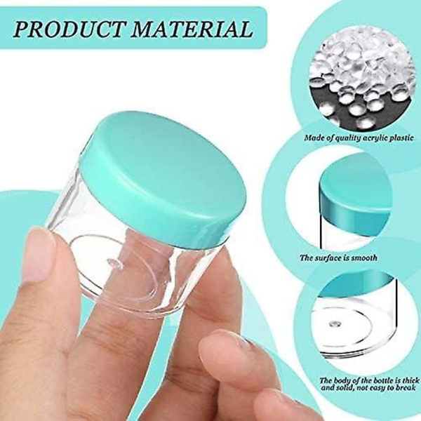 20 st runda burkburkar i plast med lock för flytande krämer, prover, 20 ml/0,7 oz Teal Lid