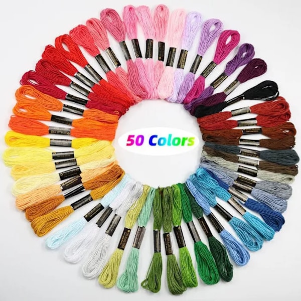 Set med 50 härvor broderigarn - Färgsorteringar