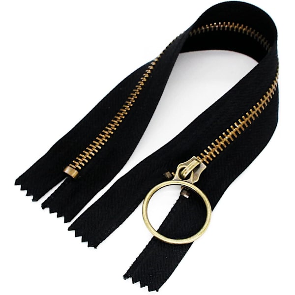 10 stk. 9 tommer Glidelås (23 cm) #5 Antikk Messingbelagt Metall Glidelåser Lukket Ende Med Ringtrekker For Sying Vesker Håndverk Jakker