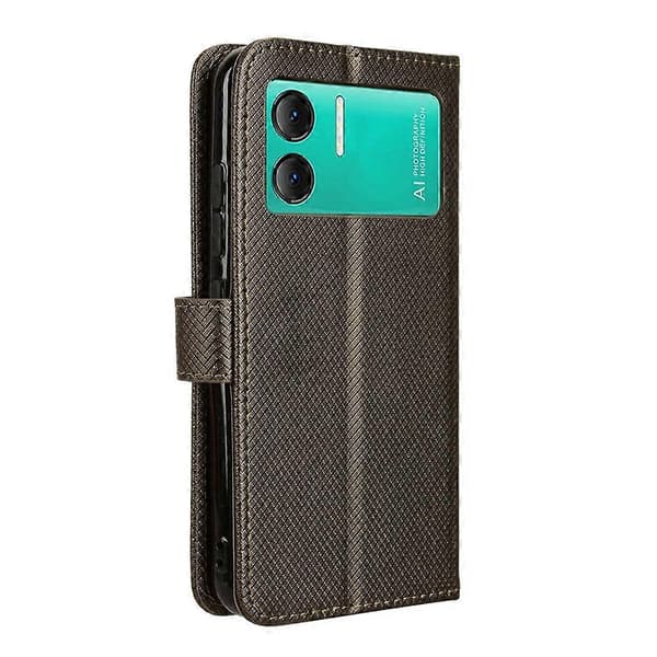 Diamantteksturert telefondeksel i lær Brown For Doogee Note 58 / Note 58 Pro