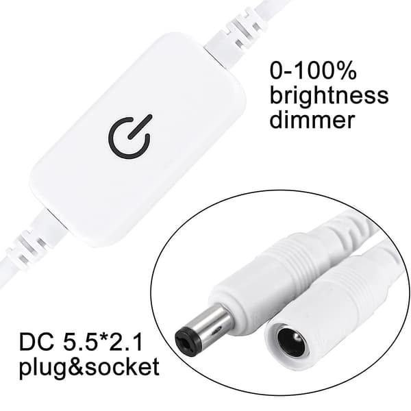 2 st 12-24v 4a enfärgad LED-list ljusstyrka regulator på/av inline DC mini LED touch (vit)