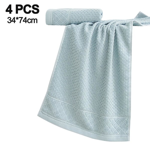 Ribbade tvättlappar, 100 % bomull, torkar snabbt, mjuka och absorberande handdukar för ansiktet, 4-pack - 34*74cm Light green