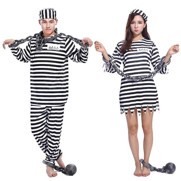 Voksen Børn Fangekostume, Fængselskostume Halloween Cosplay Kostume Girl L