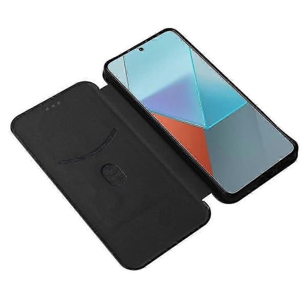 För Xiaomi Redmi Note 13 Pro 5g Läderfodral Med Kortfack Kolfibertextur Black
