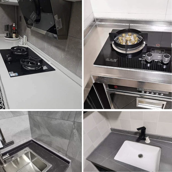 Selvklæbende Fugestrimmel, Polyurethan Fugetape til Badekar, Badeværelse, Toilet, Køkken (b: 7,5 mm, Sølv)