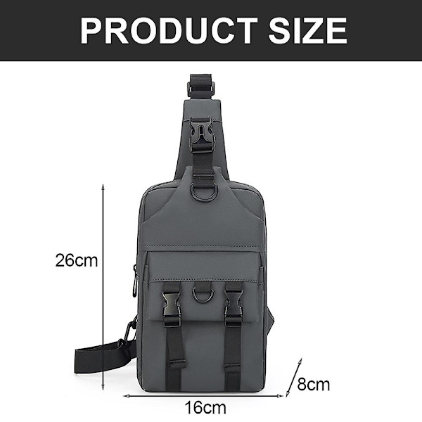 En-axlad affärsbröstväska för pojkar - utomhus nylon bröstväska för mellanstadieelever grey