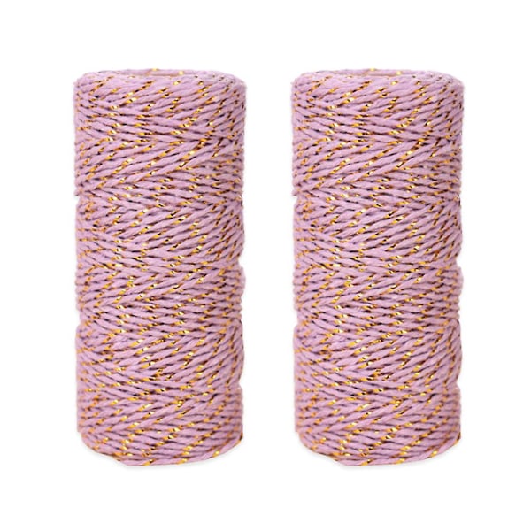 2 rullar 108 yards totalt 1,5 mm bomullsgarn DIY hantverk gör sträng bröllopsdekorationstillbehör julinslagningsrep Style 3
