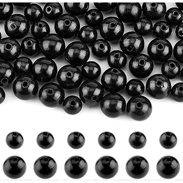 400 st Naturliga Ebenholts Träpärlor Runda Svarta Träpärlor 6/8mm Pärlberlocker för Smyckestillverkning DIY Handgjort Hantverk Hål: 1,4-1,5mm