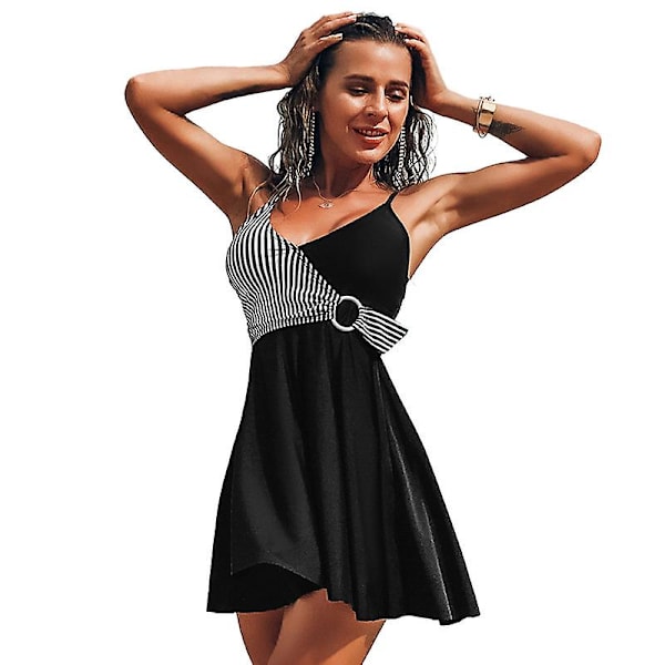 Kvinnors baddräkt i ett stycke baddräkt bikini badkläder Black M