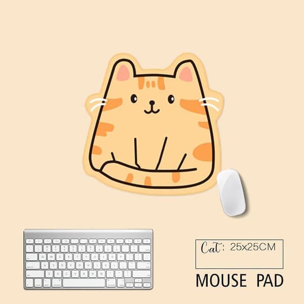 Kat Musemåtte Sød Kontor Musemåtte Tegneserie Design til Computer Laptop Kawaii Kat Skrivebordstilbehør (Orange Kat A)
