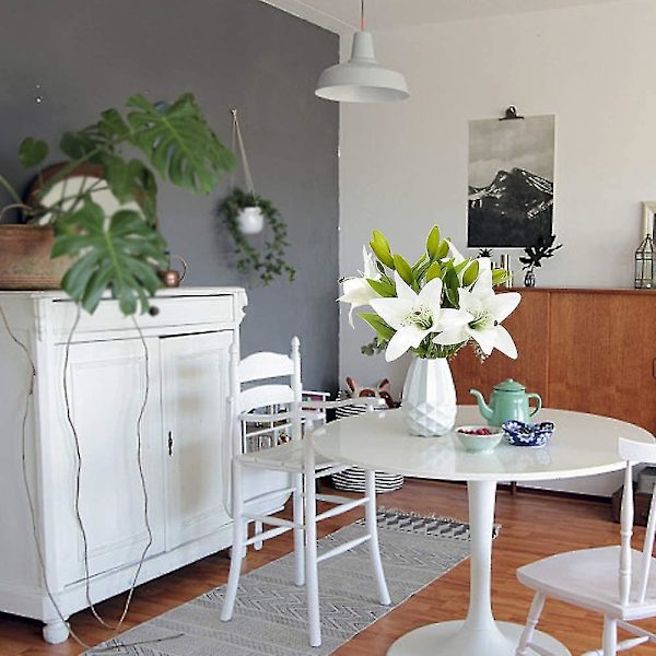 4 stk. Kunstige Liljeblomster Planter Falsk Blomsterarrangement Silke Bryllup Brudebuketter Hvid Indendørs Udendørs Hjem Køkken Spisebord Midterstykker L