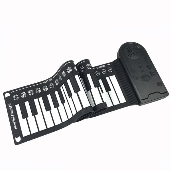 Foldbart elektronisk keyboard, håndrullet klaver, bærbart 49 tangenter til børn, begyndere Black