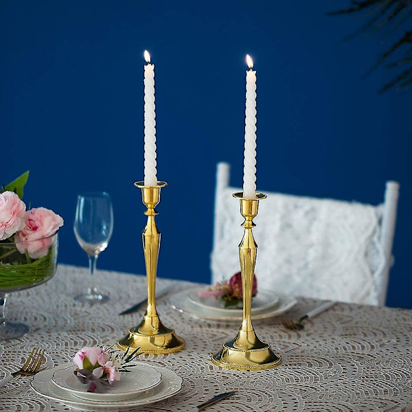 Set med 2 enkla ljusstakar, metall timglas ljusstakar (guld, 2 x stora)