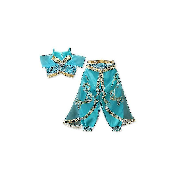 Underbara Aladdin Jasmine Princess Halloween Princess Barn Flickor Kläder Set Cosplay Kostym Festkläder 3-8y 120