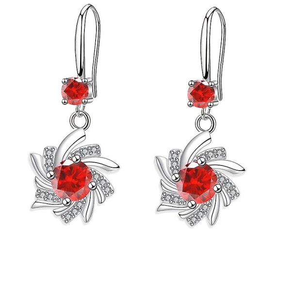 Elegante vannfallsformede øredobber med blått snøkrystall-zirkon, 18k gullbelagt blomsterørepynt red