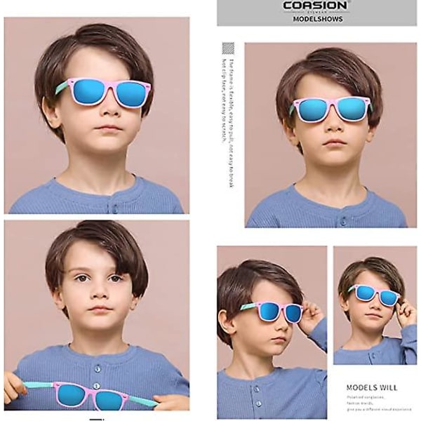 Polariserade solglasögon för barn Tpee gummi-stretch-skydd för 3-9 år gamla flickor pojkar
