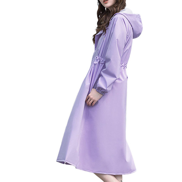 Lång regnrock för damer, lätt, vattentät, återanvändbar, med huva, för utomhusbruk Purple XL
