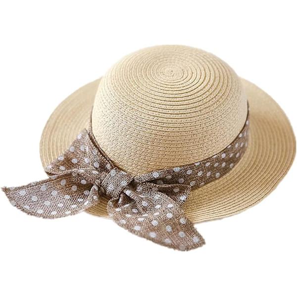 Liten Jentestråhatt Med Sløyfe Sommer Strand Solbeskyttelse Hatt