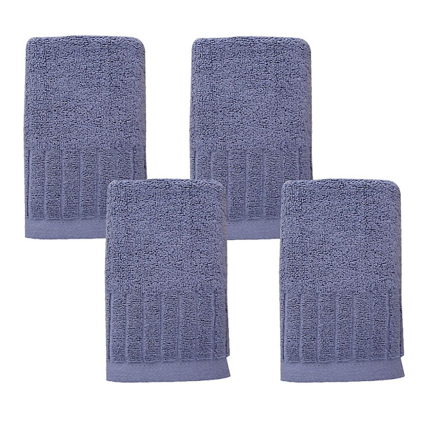 Bomulls handduksset med ränder (34*74cm) Dekorativa lyxiga handdukar.    (set med 4, blå) Dark gray
