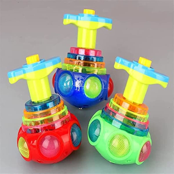 3-pack Light Up Blinkande Snurretoppar För Barn Magic Blinkande Musik Gyro Snurra Gyroskop Rolig Ufo Led Shining Toys