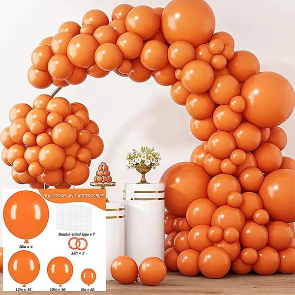 129 st Macaron Ballonger Båge Dekorationer Orange