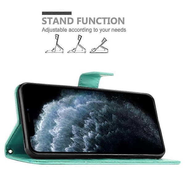 iPhone 11 Skyddsfodral - med blommönster och kortfack FLORAL TURQUOISE