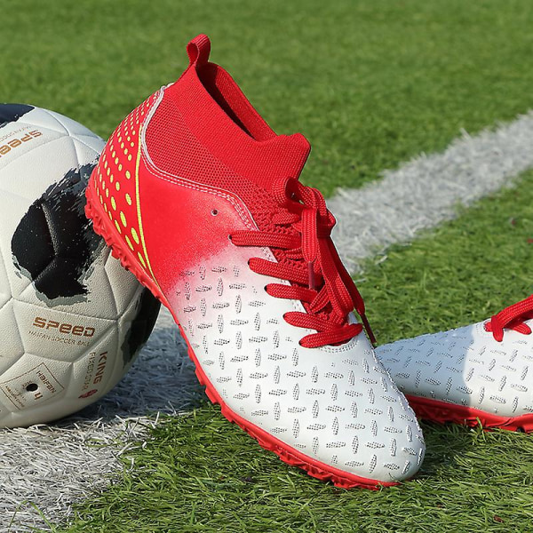 Fotbollsskor för män halkfria fotbollsskor dobbar gräs fotbollsskor 3F502 Red EU 38