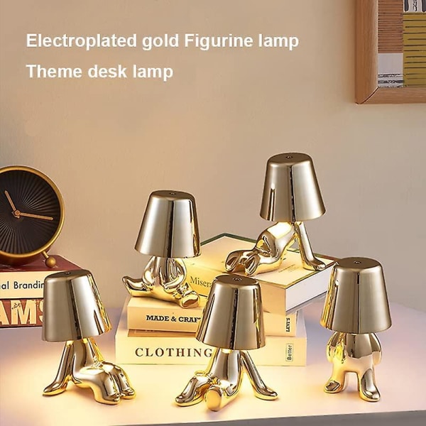 Gull Dekorativ Tenker Statue LED Skrivebordslampe