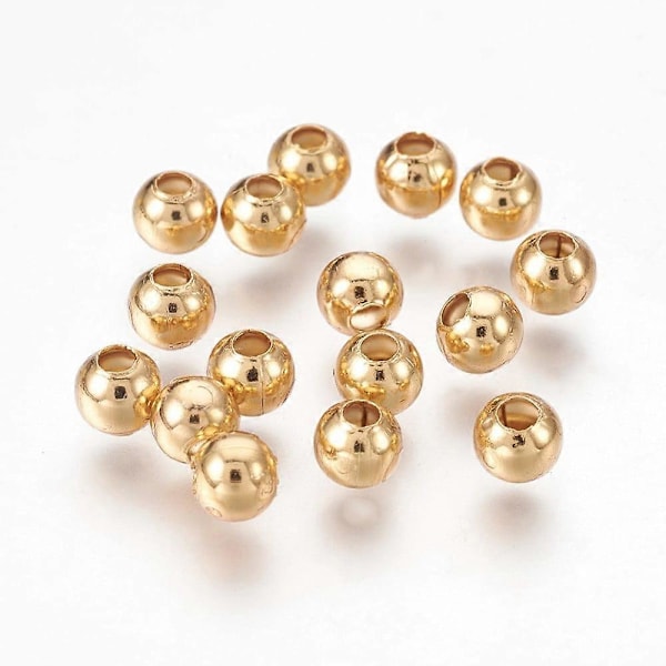 50 st 304 Rostfritt Stål Pärlor Rondelle Runda Guld 4x3,5mm Hål: 1,6mm