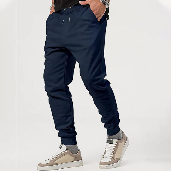 Herre Casual Bukser Høst Flerfarget Allsidig Løs Utendørs Sport Joggebukser Dark Blue 2XL