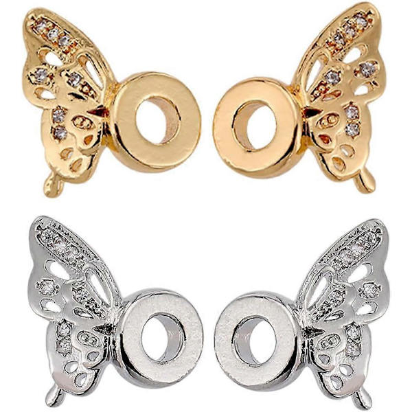 1 Laatikko 8 Paria Kultaisia Välihelmiä Irtotavarana Kuutio Zirkonia Helmiä Mikro-Päällyste Metallisia Mini Söpöjä Perhosen Siipi Strassi Helmi Välihelmiä Hopea Charm Helmiä Rintaliiveihin