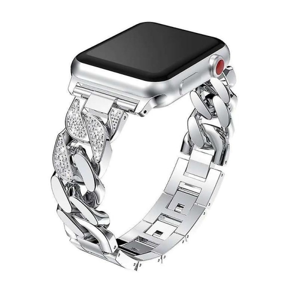 Bling-rem kompatibel för Apple Watch Band 38 mm 40 mm 41 mm Herr Dam Rhinestone Alloy Link Band Iwatch Series 7/6/5/4/3/2/1/se Metallarmbandsrem (s