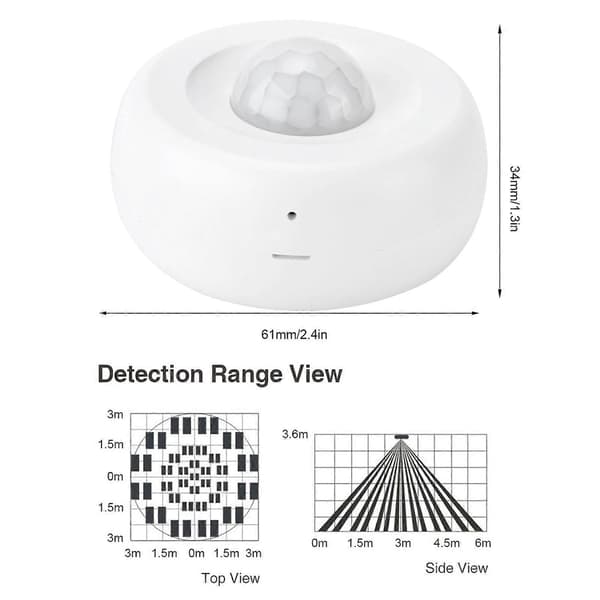 Intelligent WiFi PIR rörelsesensor 360° detektering USB-laddning takvägg för TUYA DC5V 2A
