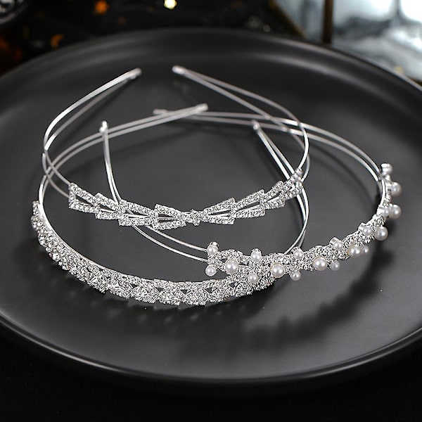 Krystall Brudehårbøyle Perle Rhinestones Hodeplagg Lettvekt For Jente Kvinner FD1019