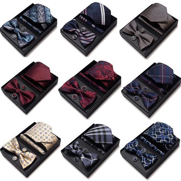 Herrar Slips Fluga Kostym Presentask 6-Delar Slips Rem Affärer Formell Bröllop Slips WB235