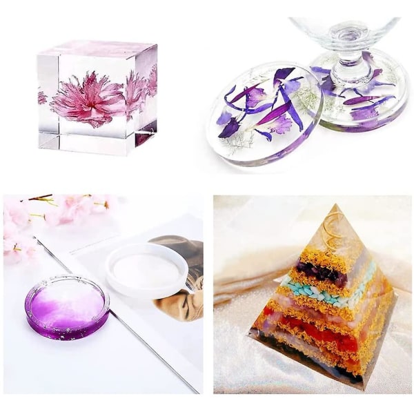 Epoxy Harpiks Formsæt, Silikonforme, Epoxy Harpiks Kit, Epoxyforme Inkluderende Sfærisk, Terning, Pyramide, Askebægre, Underlag, DIY Sæt Harpiksstøbe W