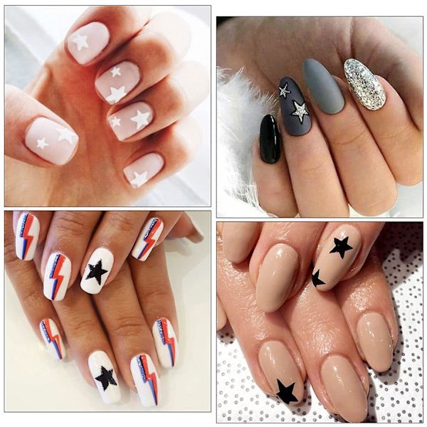 12 ark stjärnformade nagelkonstdekaler självhäftande stjärndekaler manikyrtillbehör, 6 färger, 9,5*8,5 cm Style 2