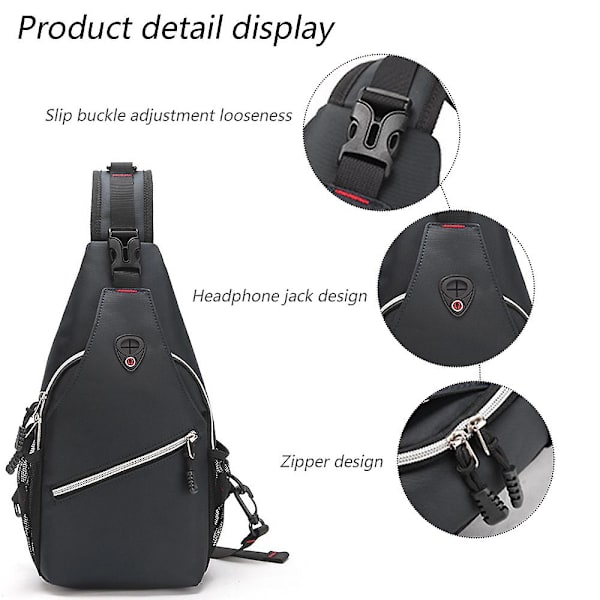 Herr Bröstväska Mode Casual Trend Lätt Stor Kapacitet Messenger Bag Oxford Tyg Cykling Herr Väska black