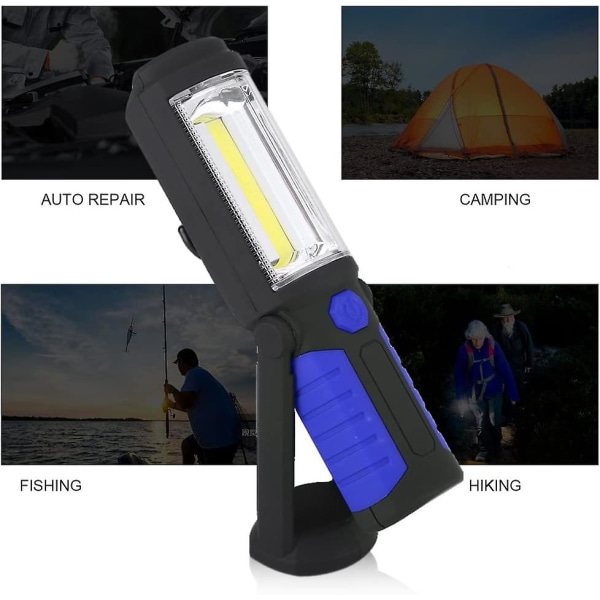 Genopladelig LED Arbejdslampe med Magnetiske LED Lommelygter 2200mah Cob Led 650lm 3w, DIY 22x5x4cm (blå)
