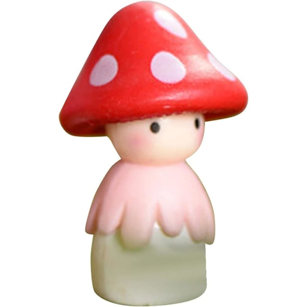 Miniature Svampe Dukker Fe Have Dukke Figurer Dukkehus Haveindretning Mikro Landskab DIY Udendørs Dekorationer (4 stk) Red