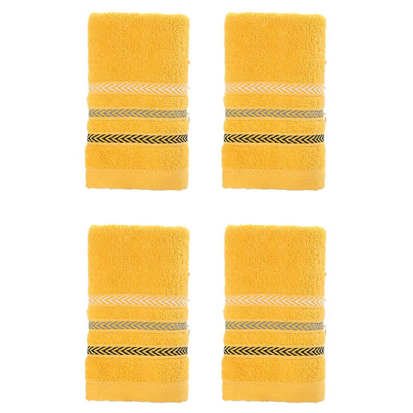 4 Stykker Håndklær i Ren Bomull for Husholdningsbruk, Fortykket og Absorberende, Ansiktshåndklær i Bomull for Voksne, Husholdningsbruk yellow