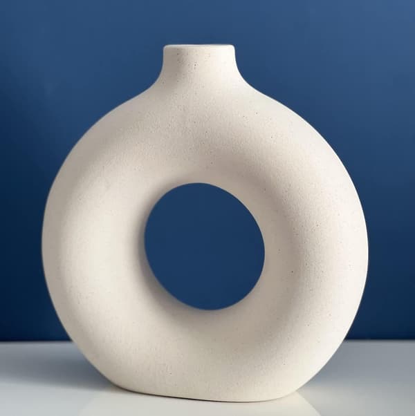Hvit Donut Vase Keramisk Vase Romdekorasjoner