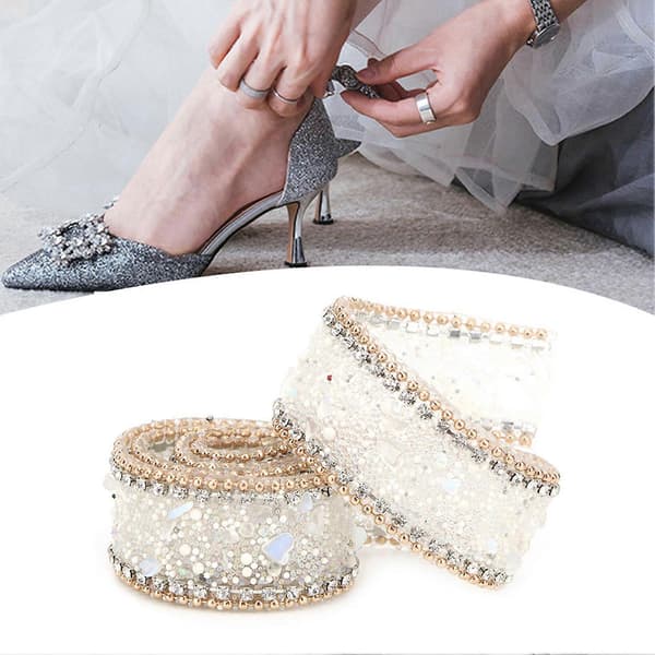 2,5 cm DIY Diamant Mesh Wrap Roll Krystall Rhinestones Kjederibbon Dekor White