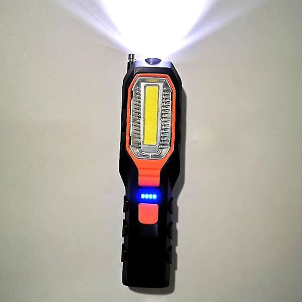 USB Ladattava LED Taskulamppu Työvalo Lamppu LEDit Tukiteline Kääntyvä Koukku Leirintään Korjaamolle Autonkorjaukseen Usb rechargeable Orange