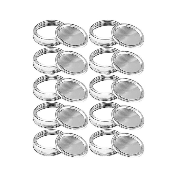 12/24 kpl Jaettavat Kannet Tiivistys Säilytys Kiinteät Kapselit Tavallisille/leveäsuisille Mason-purkeille 86mm Ring And Lids 12ps Silver