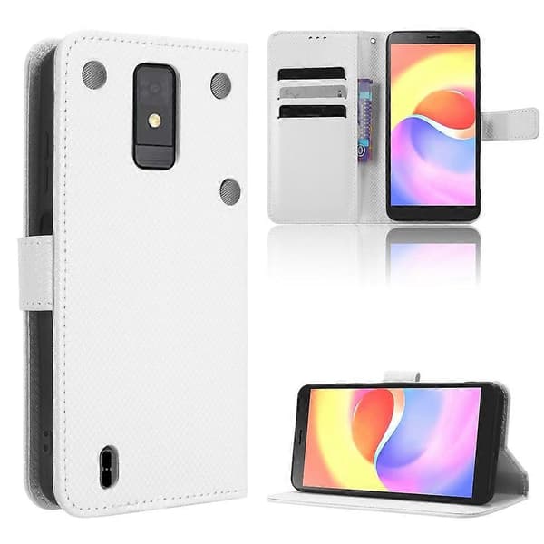 För ZTE Blade A32 Diamanttextur Läder Telefonfodral White