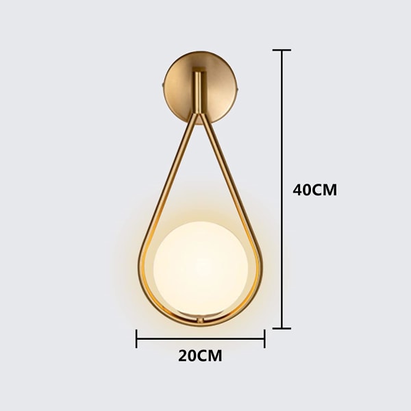 Led vägglampa modern inomhus industriell retro, glas, rund boll, metall E27 [energiklass A+++] brons