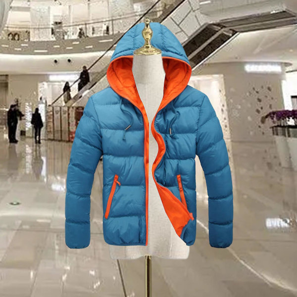 Vinterjakker for menn, vannavstøtende hette pufferjakke for kaldt vær, yttertøy 3XL Black Orange